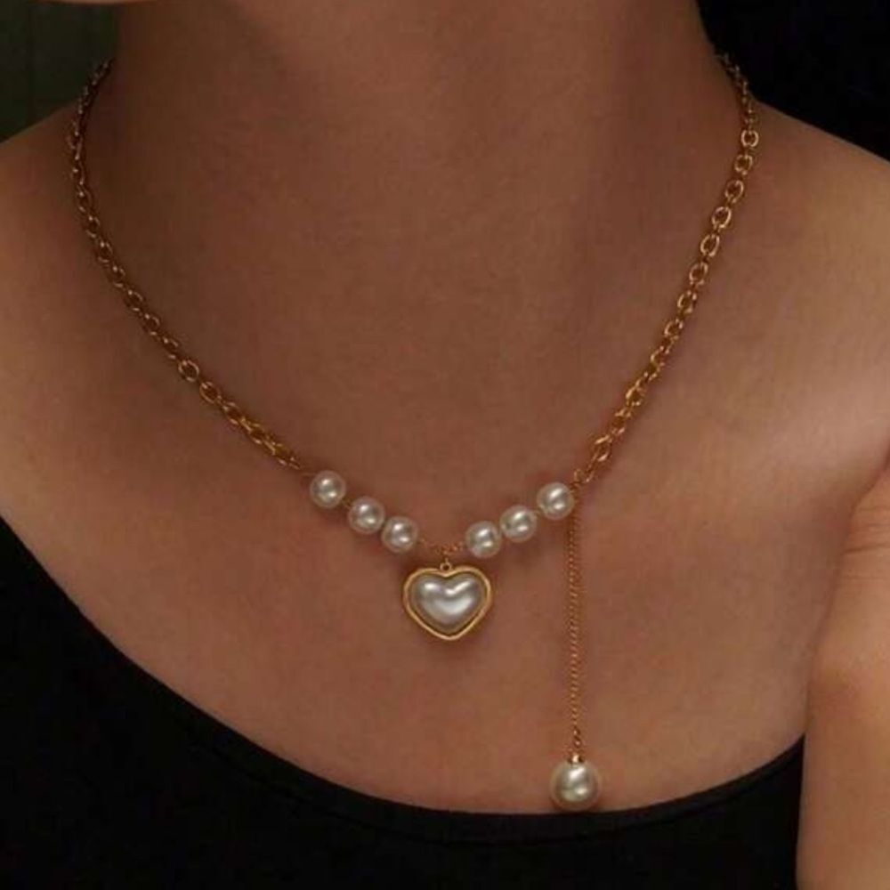 Pearl Heart Necklace Q817